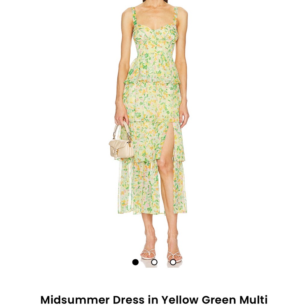 Astr Floral High Low Dress in Yellow and Green